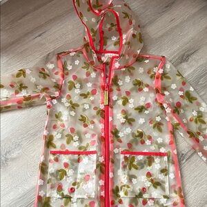 Cat and Jack Floral Hooded Raincoat with red Trim